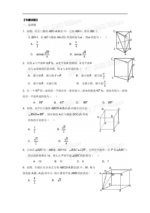 立体几何专项练习及答案