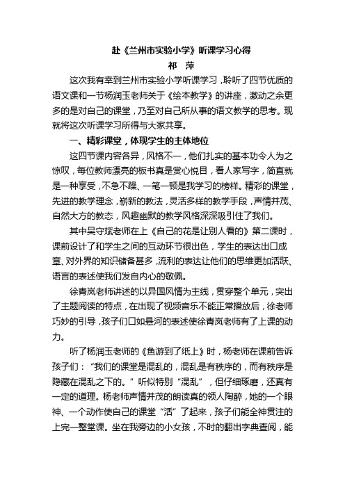 兰州实验小学学习心得