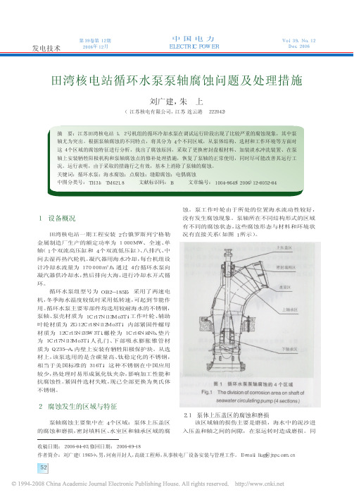 田湾核电站循环水泵泵轴腐蚀问题及处理措施