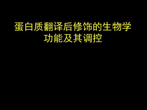 生物大分子理论-2015年 硕士生课程 蛋白质翻译后修饰