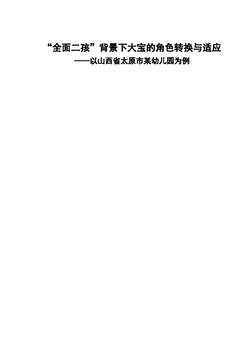 “全面二孩”背景下大宝的角色转换与适应以山西省太原市某幼儿园为例 学前教育