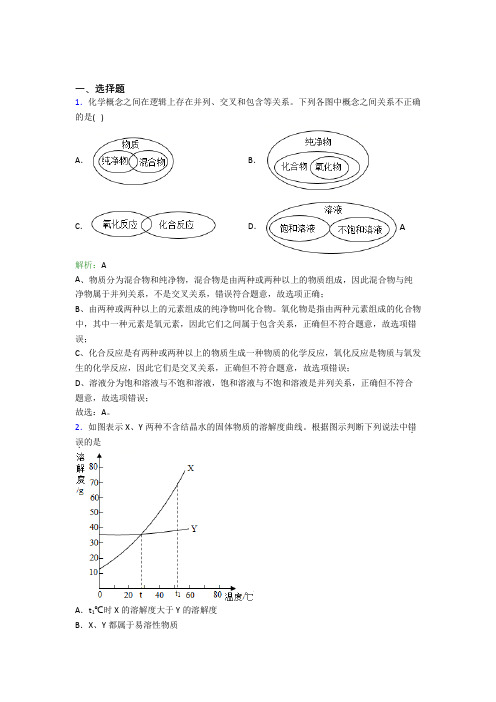 厦门市九年级化学下册第九单元《溶液》知识点总结(含答案解析)