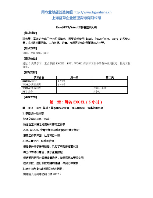 Excel_PPT_Word三件套培训大纲