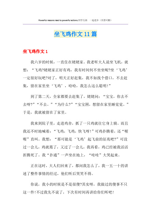 坐飞鸡作文11篇