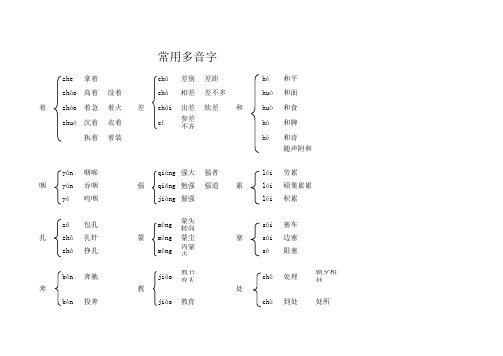 小学阶段常用多音字