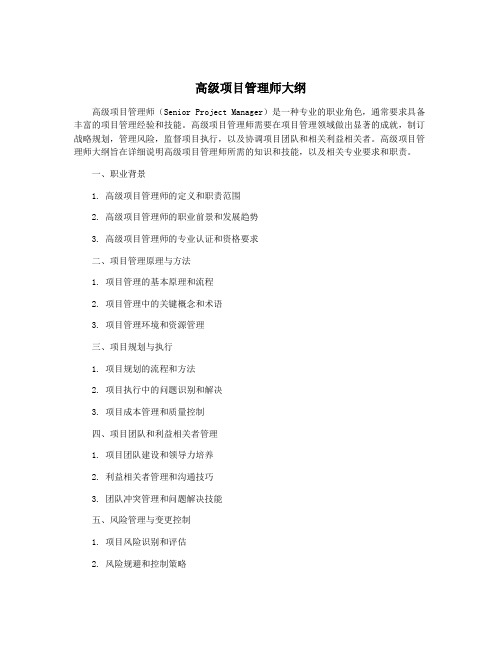 高级项目管理师大纲