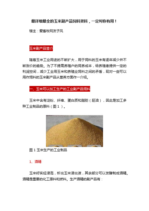 最详细最全的玉米副产品饲料资料，一定对你有用！