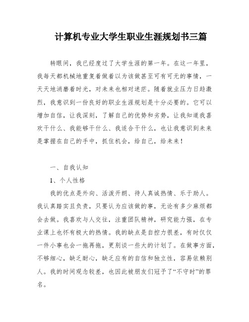 计算机专业大学生职业生涯规划书三篇