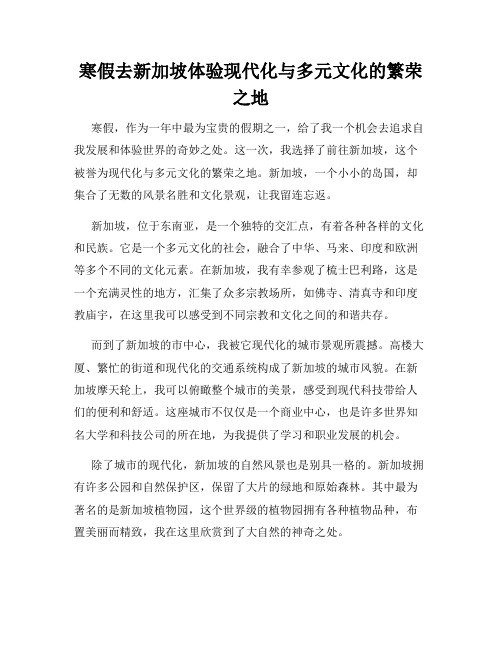 寒假去新加坡体验现代化与多元文化的繁荣之地