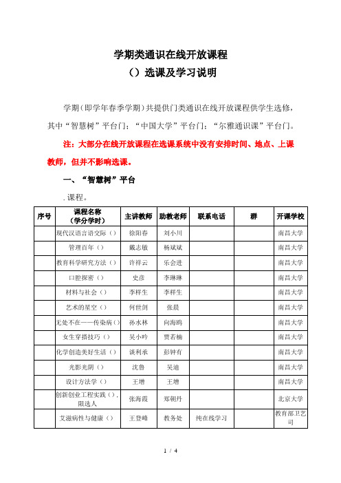 20182学期ii类通识在线开放课程