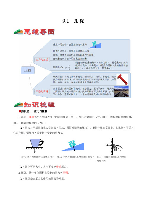 9.1  压强-【口袋书】2022年中考物理考前回归教材备考系列(复习思维导图+必备知识手册)