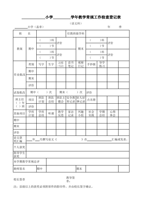 常规工作检查登记表