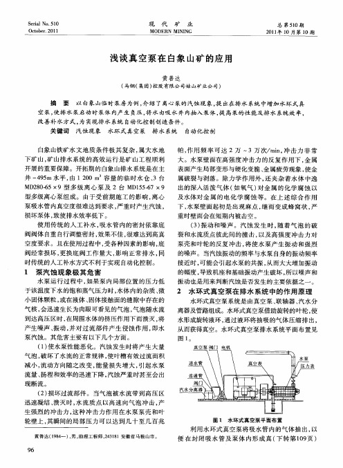 浅谈真空泵在白象山矿的应用