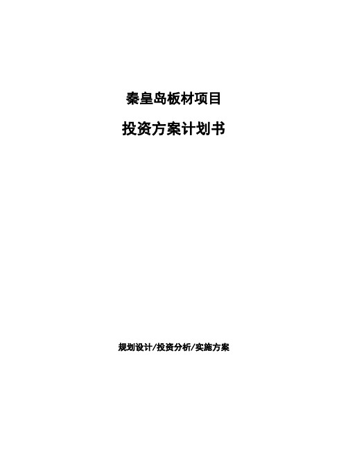 秦皇岛板材项目投资方案计划书