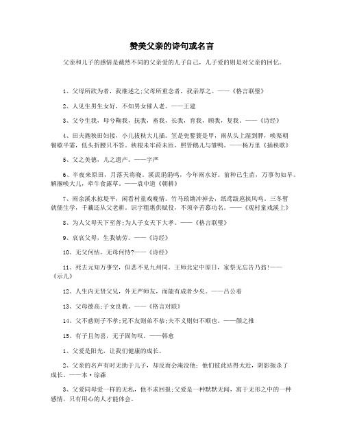 赞美父亲的诗句或名言