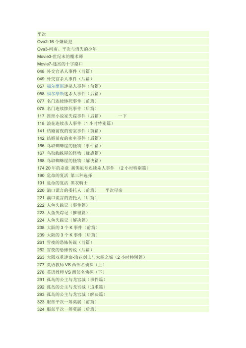 柯南里每一个角色登场集数