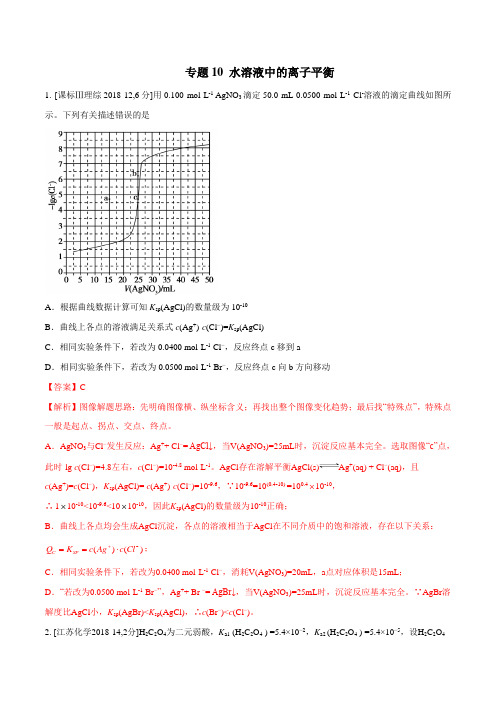 水溶液中的离子平衡-2016-2018年高考化学(解析版)