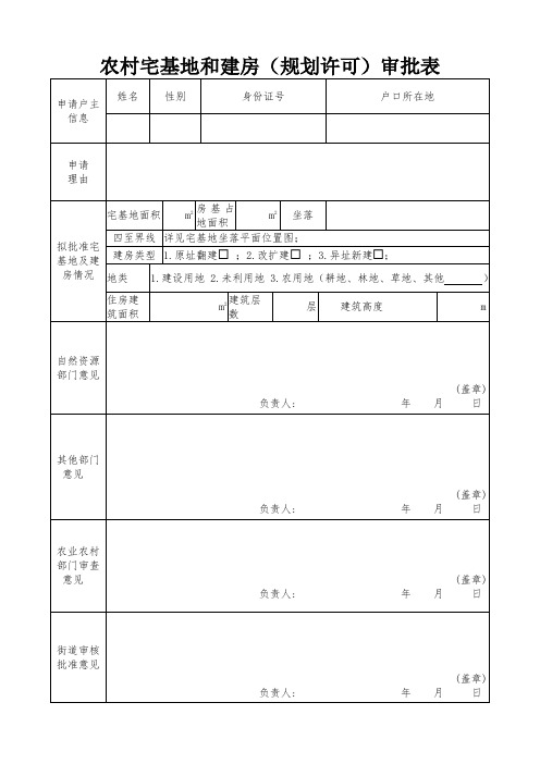 农村宅基地和建房审批表