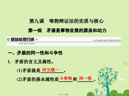 高中政治第三单元思想方法与创新意识第九课唯物辩证法的实质与核心第一框矛盾是事物发展的源泉和动力课件新