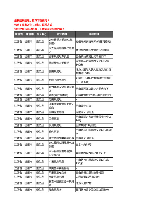 新版江西省抚州市崇仁县厨卫电器企业公司商家户名录单联系方式地址大全38家