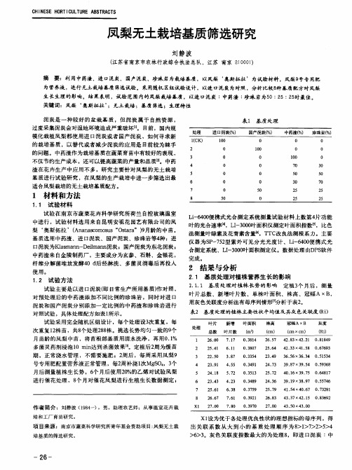 凤梨无土栽培基质筛选研究