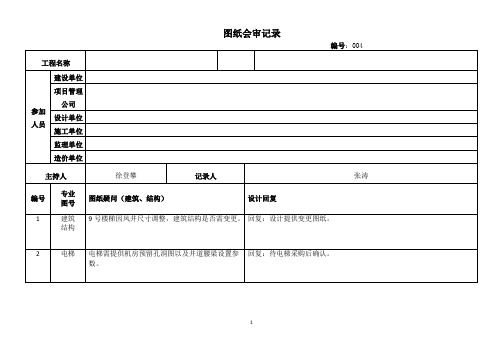 图纸会审记录2019年3月29日年底梳理