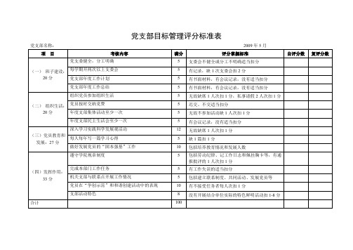 党支部目标管理评分标准表