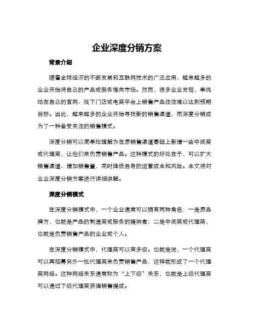 企业深度分销方案