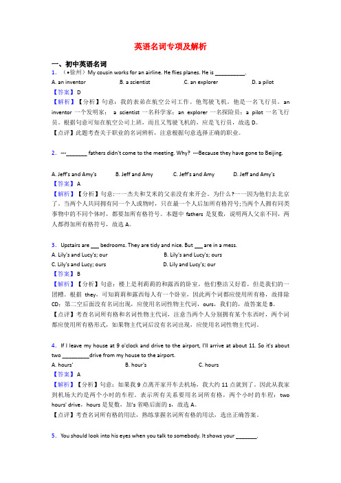 英语名词专项及解析