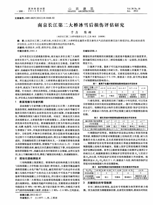 南京长江第二大桥冰雪后损伤评估研究