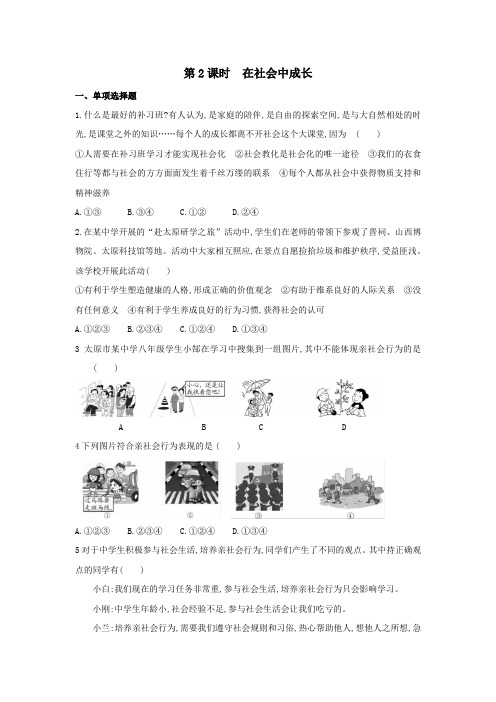 1.2 在社会中成长 课时训练-2021-2022学年人教版道德与法治八年级上册