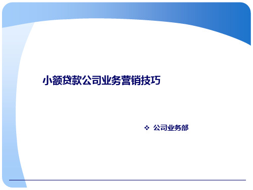 小额贷款公司业务人员营销技巧培训