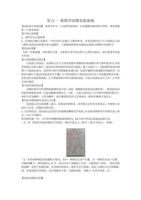 实习一 毒理学动物实验基础