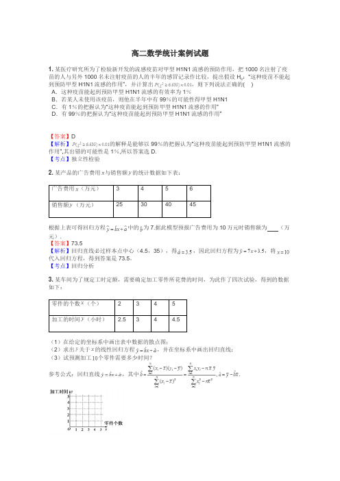 高二数学统计案例试题
