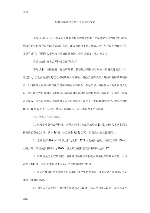 财政与编制政务公开工作总结范文_0