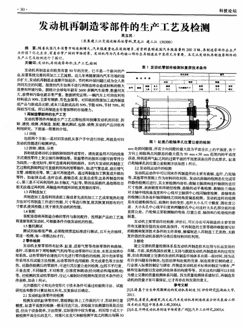 发动机再制造零部件的生产工艺及检测