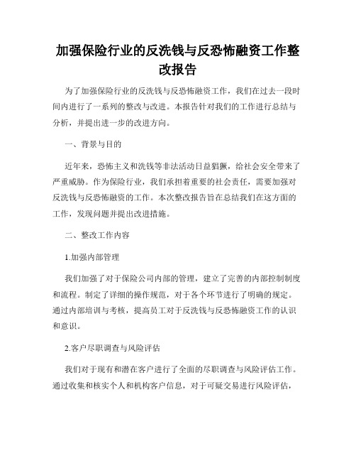 加强保险行业的反洗钱与反恐怖融资工作整改报告