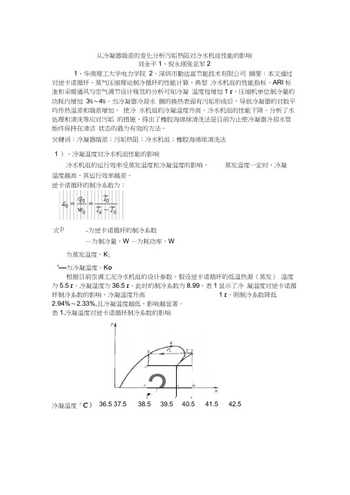 从冷凝器端差的变化分析污垢热阻对冷水机组性能的影响