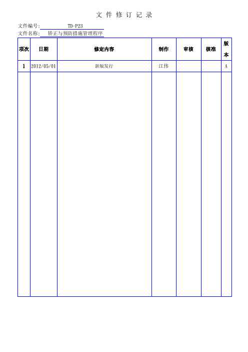 矫正与预防措施管理程序