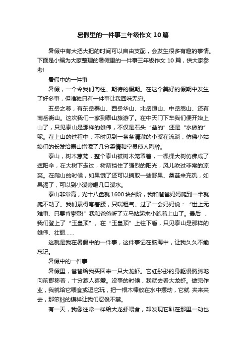 暑假里的一件事三年级作文10篇