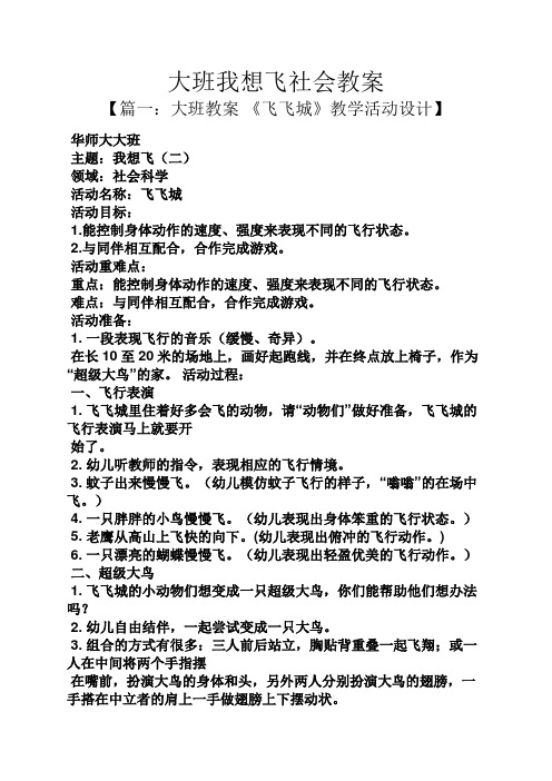 大班我想飞社会教案