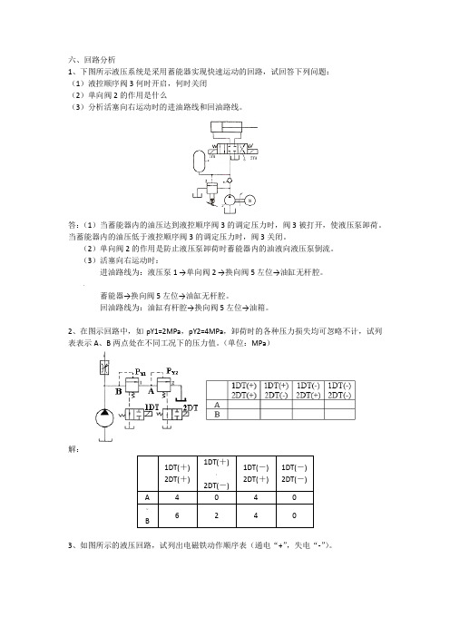 液压回路分析总题库