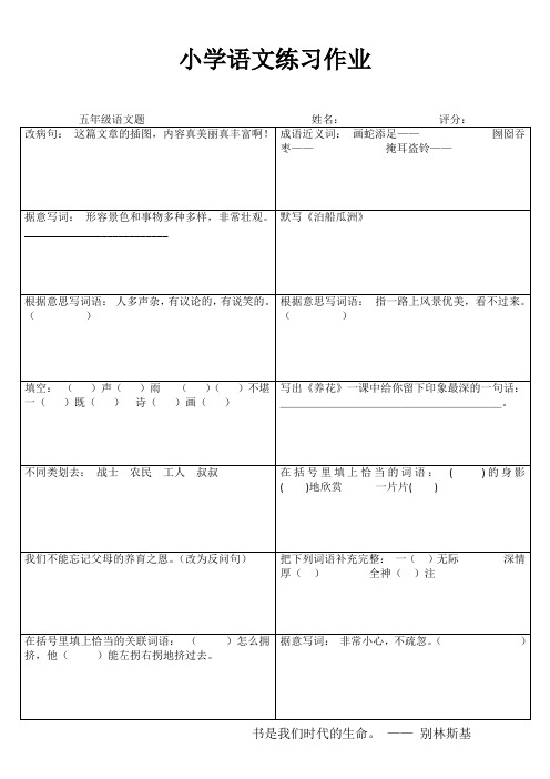 五年级语文课堂拓展精选练习IV (73)