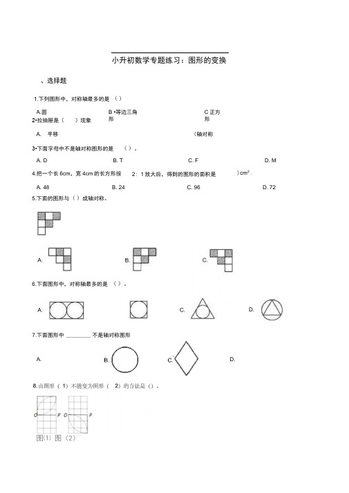 六年级下册数学试题-小升初数学专题练习：图形的变换人教课标版(含答案)