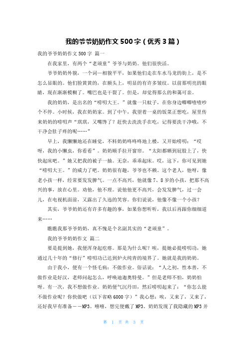 我的爷爷奶奶作文500字(优秀3篇)