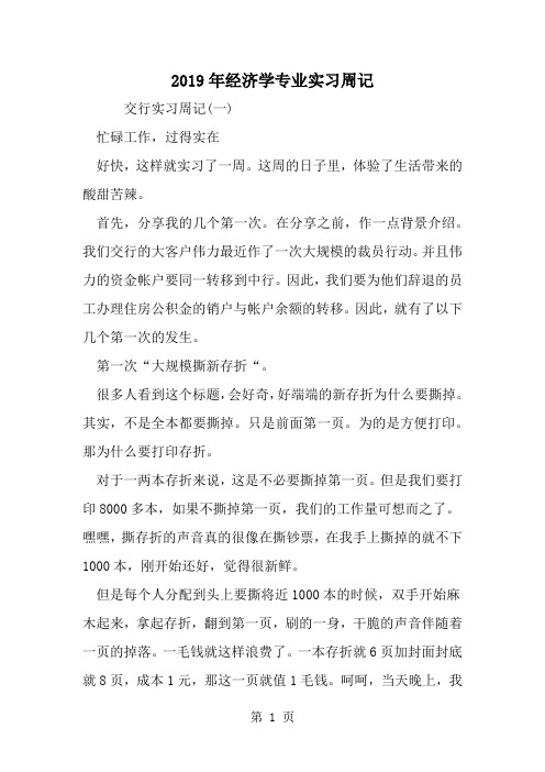 经济学专业实习周记13页word文档