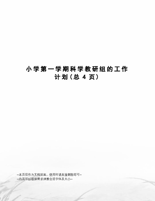 小学第一学期科学教研组的工作计划