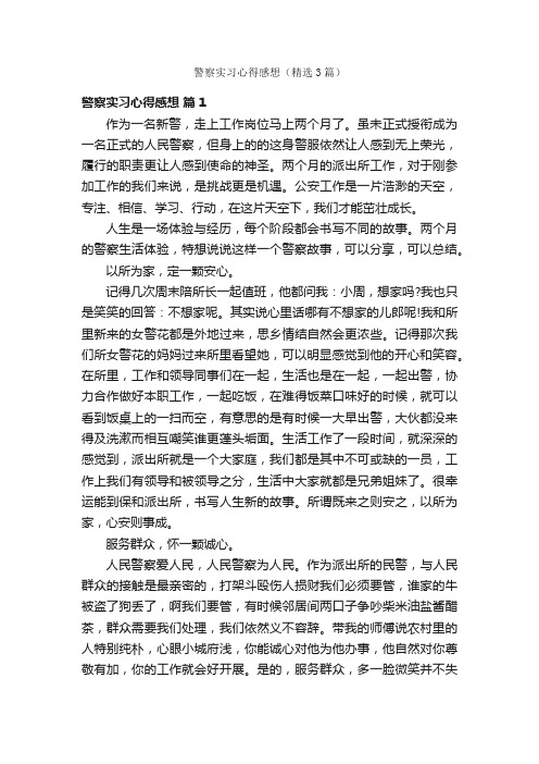 警察实习心得感想（精选3篇）