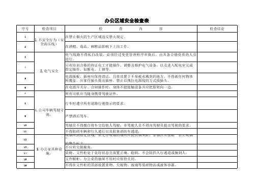 办公区域安全检查表