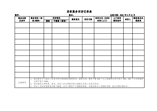 居家服务回访记录表